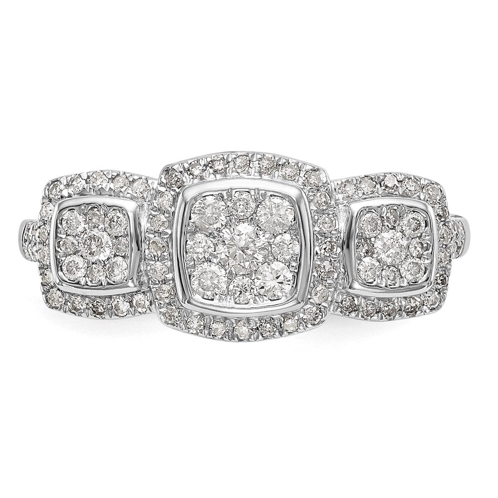 14K White Gold Complete Real Diamond Cluster Engagement Ring