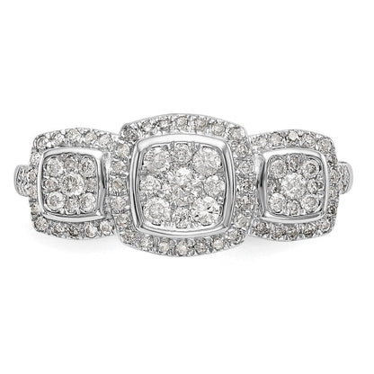 14K White Gold Complete Real Diamond Cluster Engagement Ring