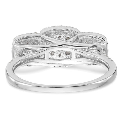 14K White Gold Complete Real Diamond Cluster Engagement Ring