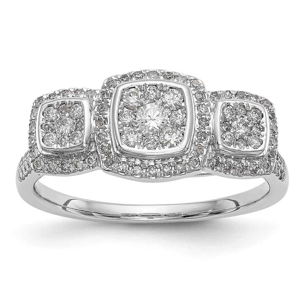 14K White Gold Complete Diamond Cluster Engagement Ring