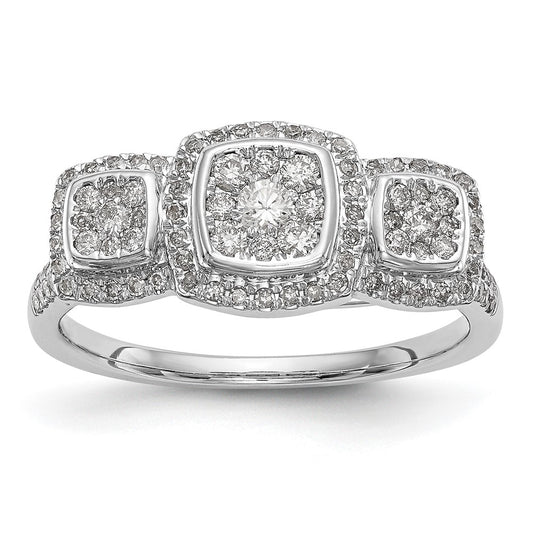 14K White Gold Complete Diamond Cluster Engagement Ring