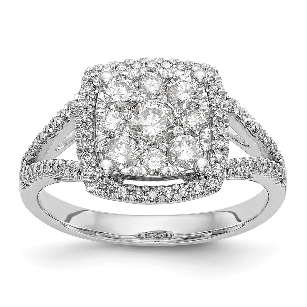 14k White Gold 1 Ct. Lab Grown Diamond VS/SI+ G+ Cluster Engagement Ring