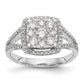 14k White Gold 1 Ct. Lab Grown Diamond VS/SI+ G+ Cluster Engagement Ring