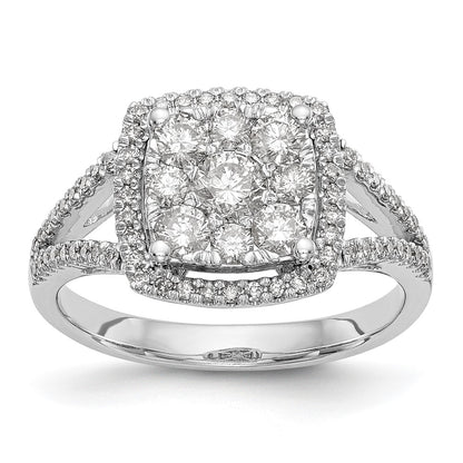 14k White Gold 1 Ct. Lab Grown Diamond VS/SI+ G+ Cluster Engagement Ring