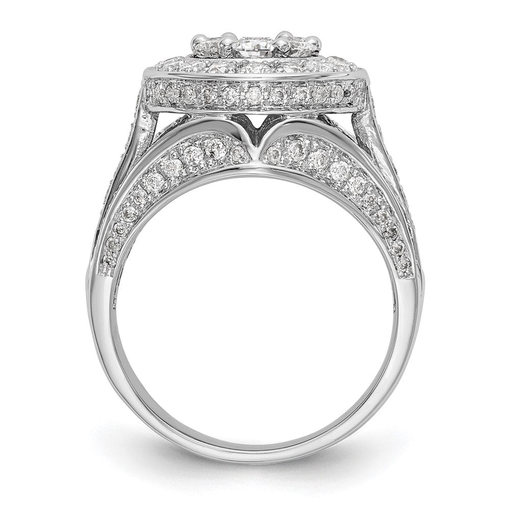 14K White Gold Complete Real Diamond Cluster Engagement Ring