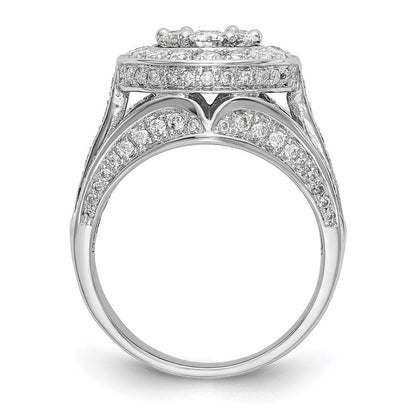 14K White Gold Complete Real Diamond Cluster Engagement Ring