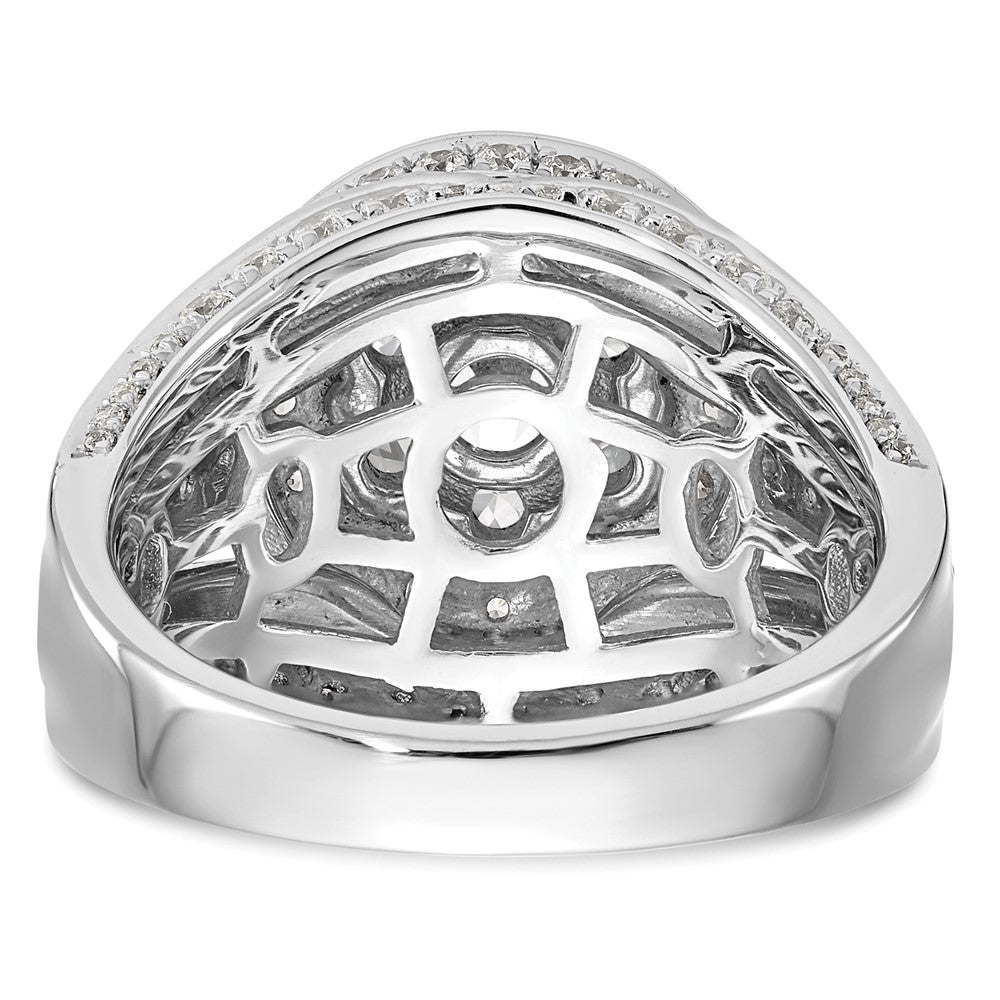 14K White Gold Complete Real Diamond Cluster Engagement Ring