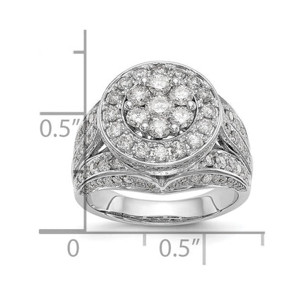 14K White Gold Complete Real Diamond Cluster Engagement Ring