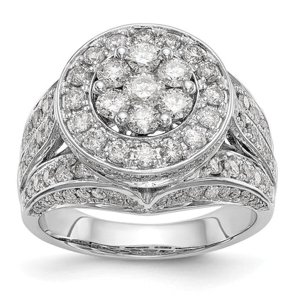 14K White Gold Complete Real Diamond Cluster Engagement Ring