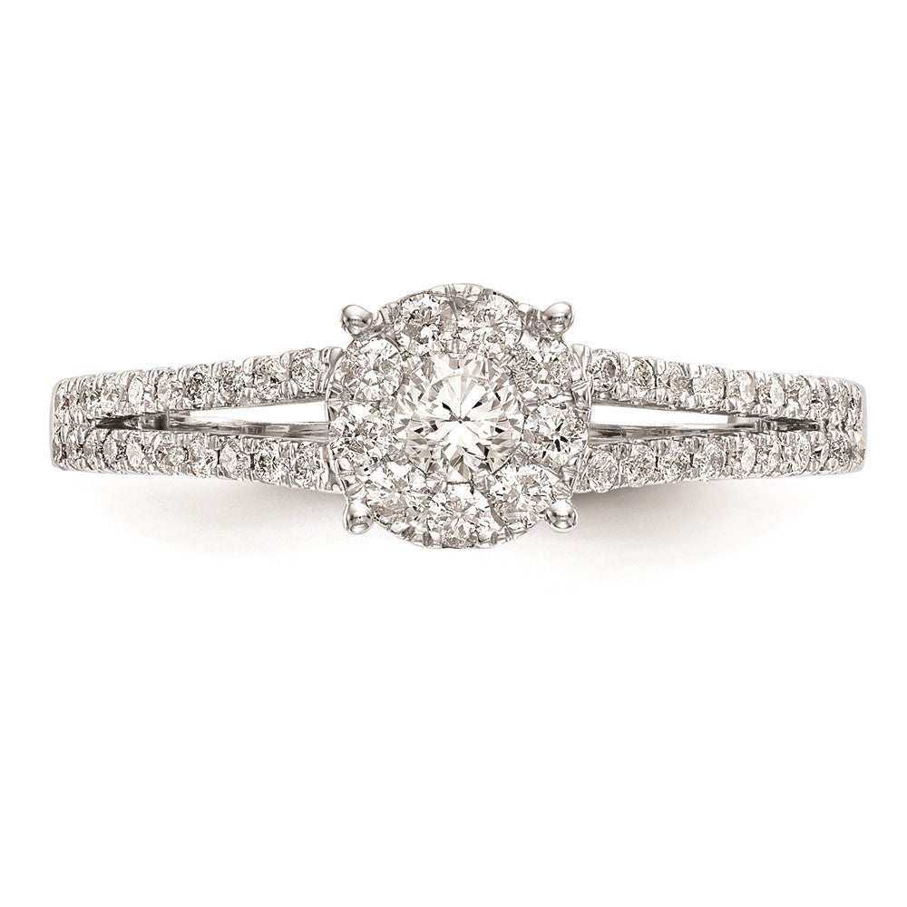 14K White Gold Complete Real Diamond Cluster Engagement Ring