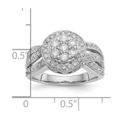 14K White Gold Complete Real Diamond Cluster Engagement Ring