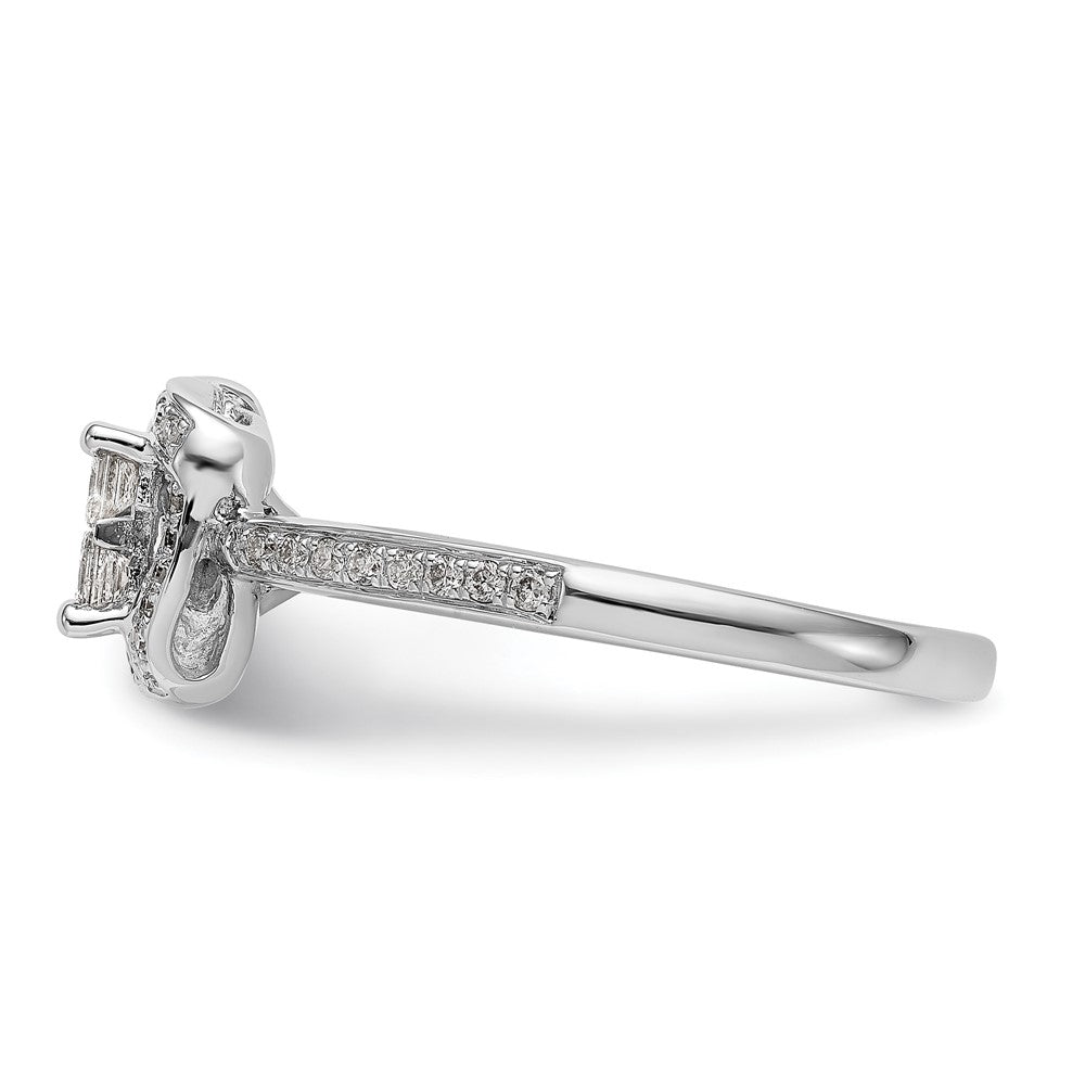 14K White Gold Complete Real Diamond Cluster Engagement Ring