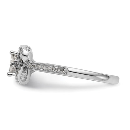 14K White Gold Complete Real Diamond Cluster Engagement Ring