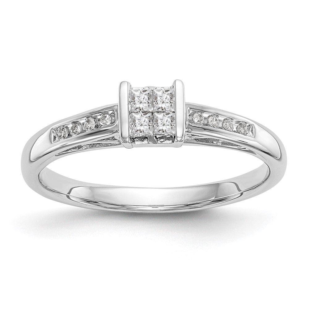14K White Gold Complete Real Diamond Cluster Engagement Ring