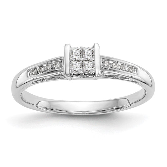 14K White Gold Complete Real Diamond Cluster Engagement Ring