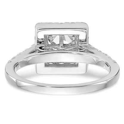 14K White Gold Complete Real Diamond Cluster Engagement Ring