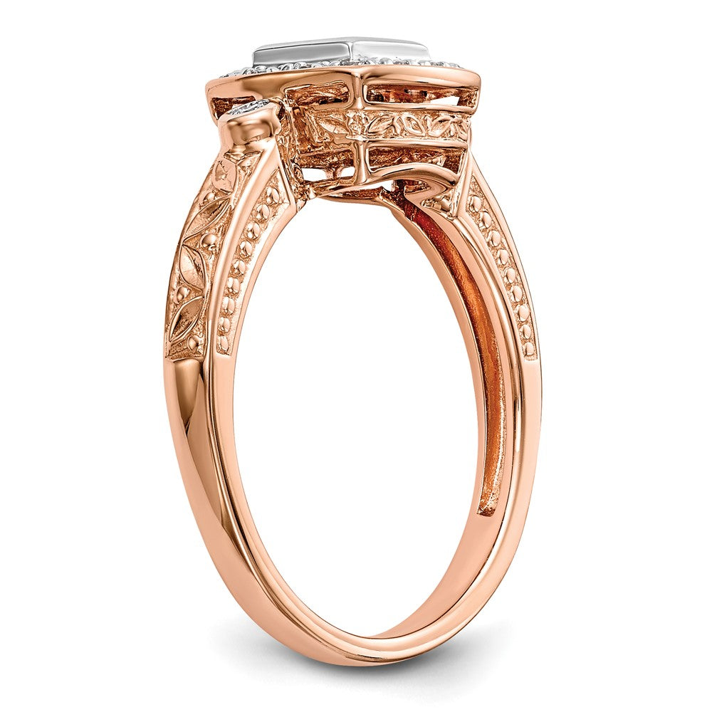 14K Rose Gold Complete Real Diamond Cluster Engagement Ring