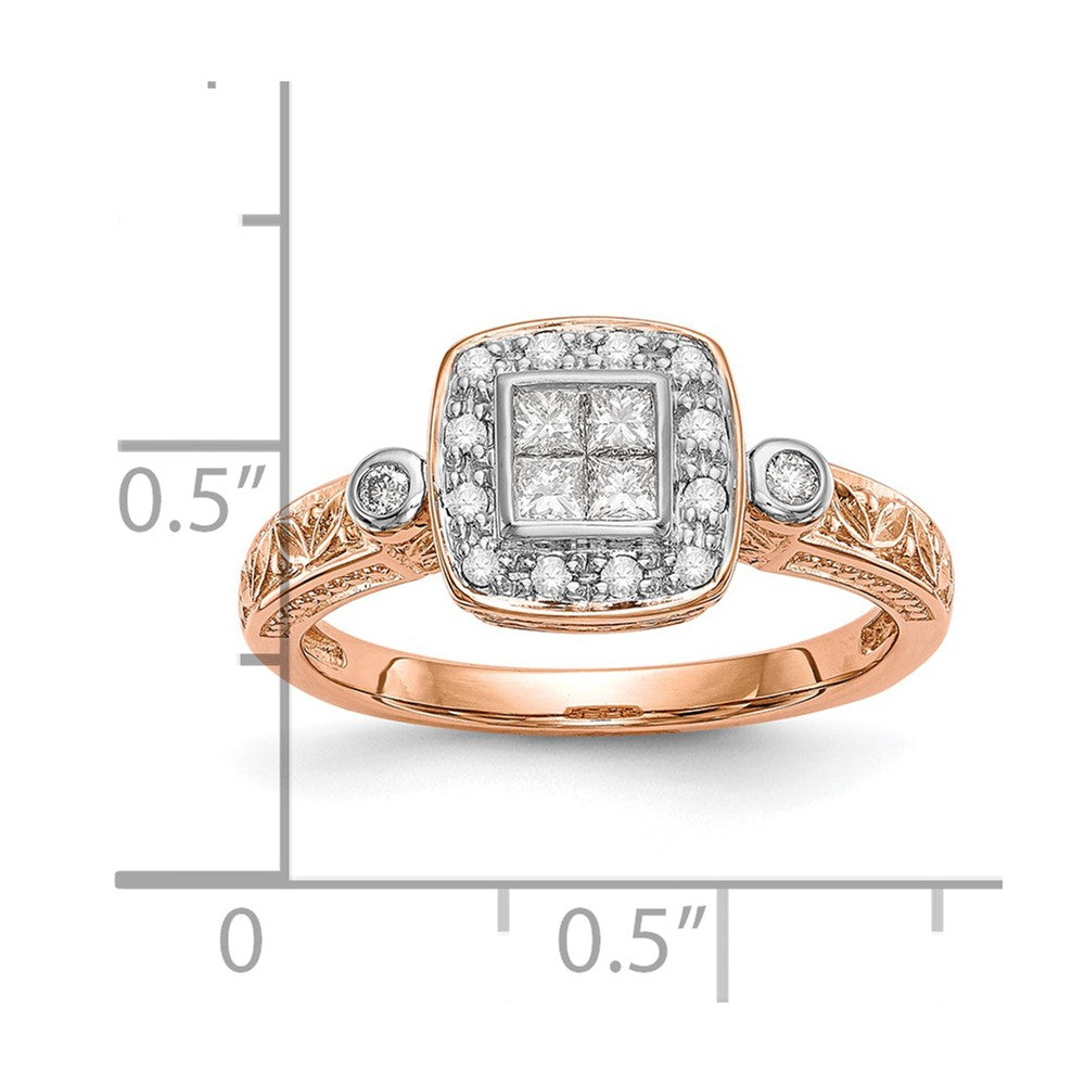 14K Rose Gold Complete Real Diamond Cluster Engagement Ring