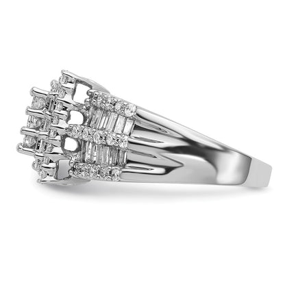 1.50ct. CZ Solid Real 14K White Gold Complete Cluster Engagement Ring