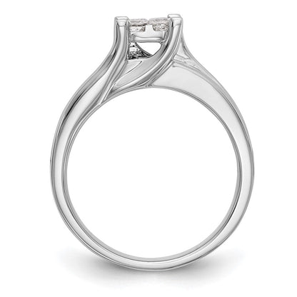 14K White Gold Complete Real Diamond Cluster Engagement Ring