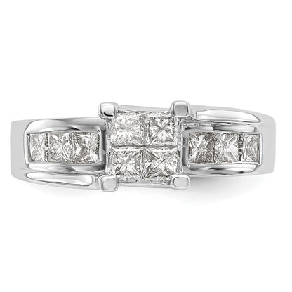 14K White Gold Complete Real Diamond Cluster Engagement Ring