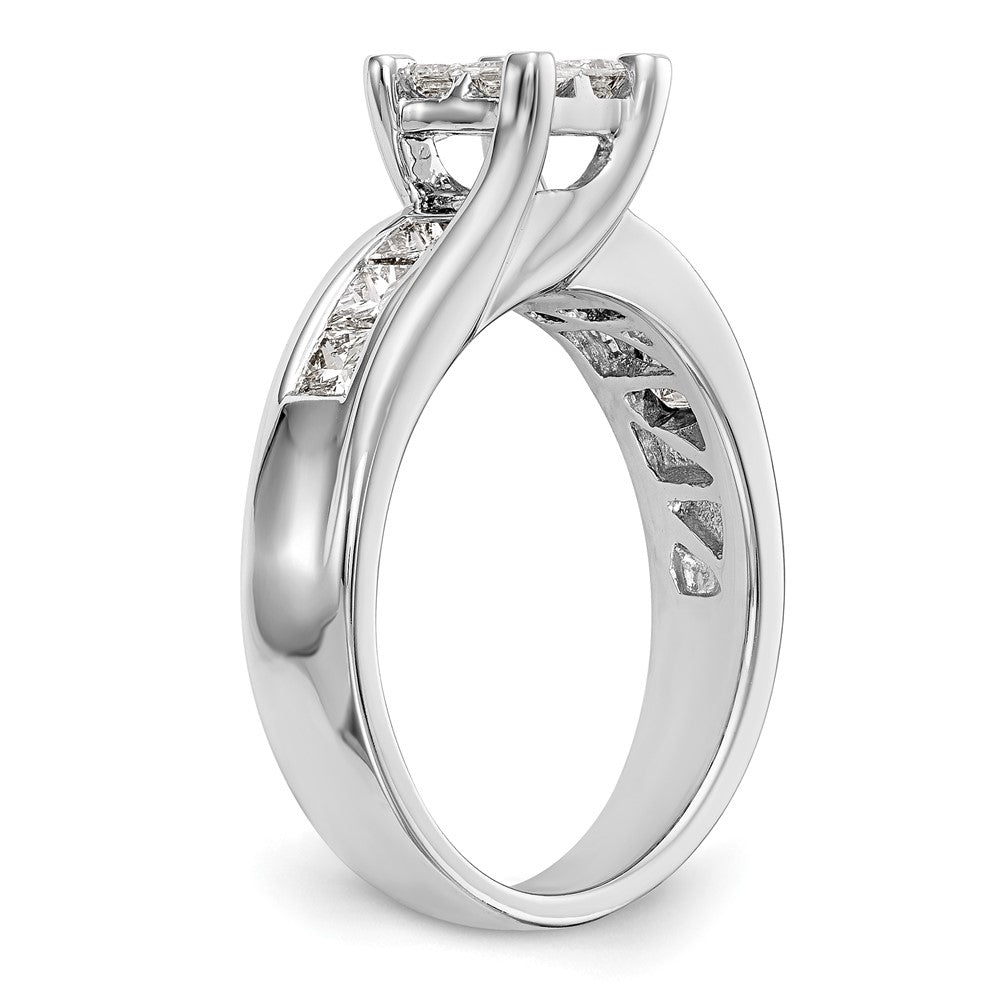 14K White Gold Complete Real Diamond Cluster Engagement Ring