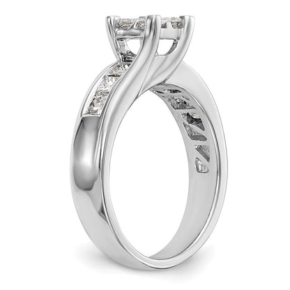 14K White Gold Complete Real Diamond Cluster Engagement Ring