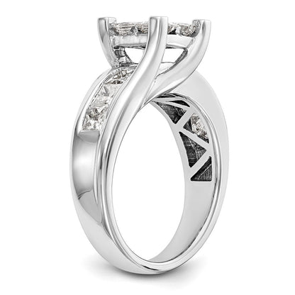 14K White Gold Complete Real Diamond Cluster Engagement Ring