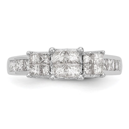 14K White Gold Complete Real Diamond Cluster Engagement Ring