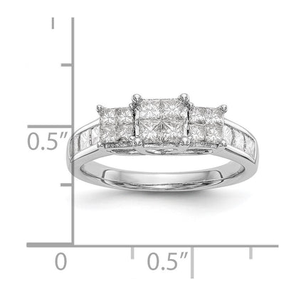 14K White Gold Complete Real Diamond Cluster Engagement Ring