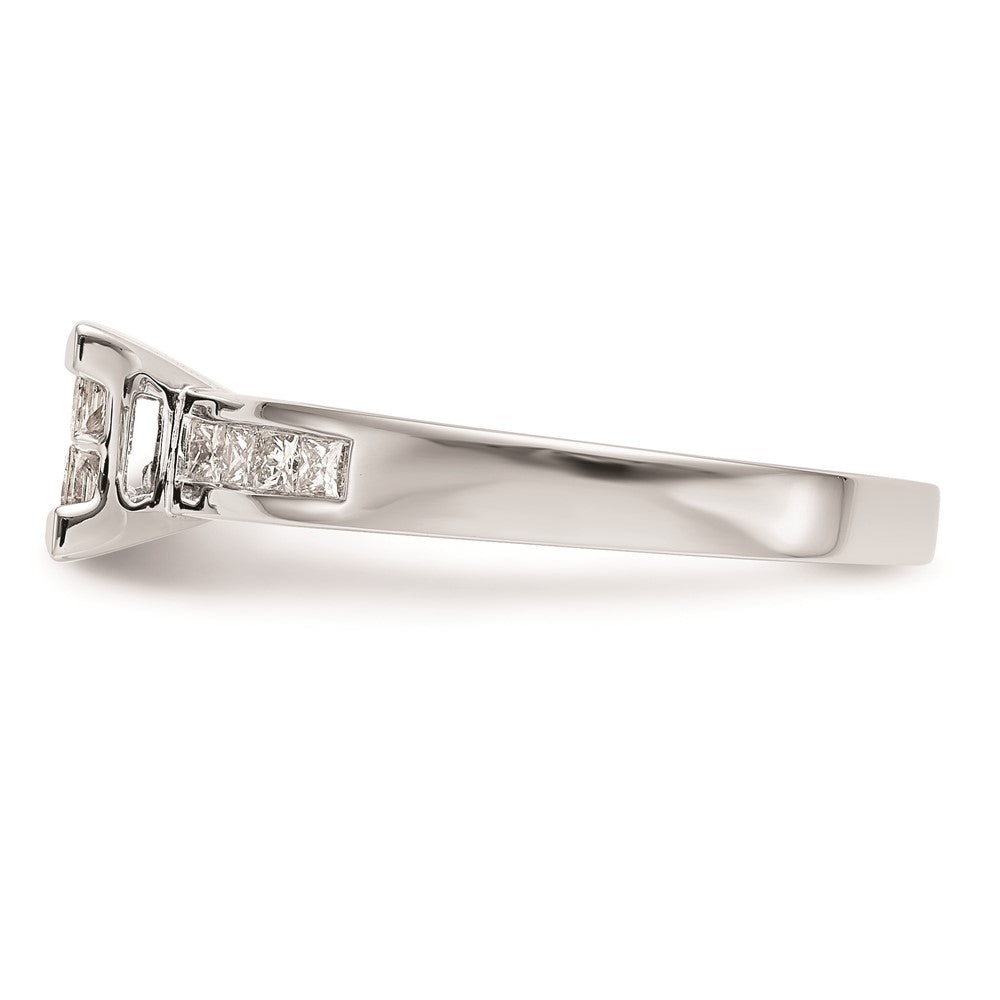 14K White Gold Complete Real Diamond Cluster Engagement Ring