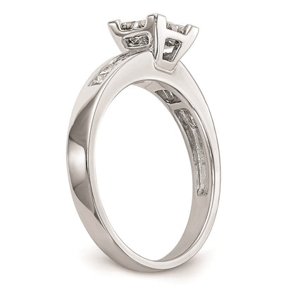 14K White Gold Complete Real Diamond Cluster Engagement Ring