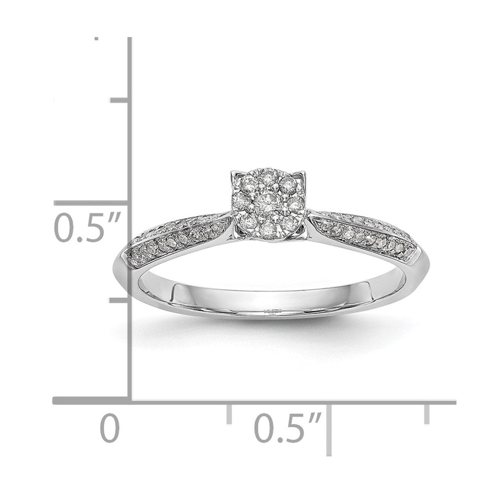 14K White Gold Complete Real Diamond Cluster Engagement Ring