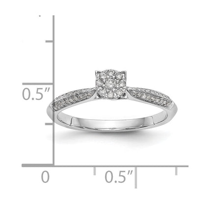 14K White Gold Complete Real Diamond Cluster Engagement Ring