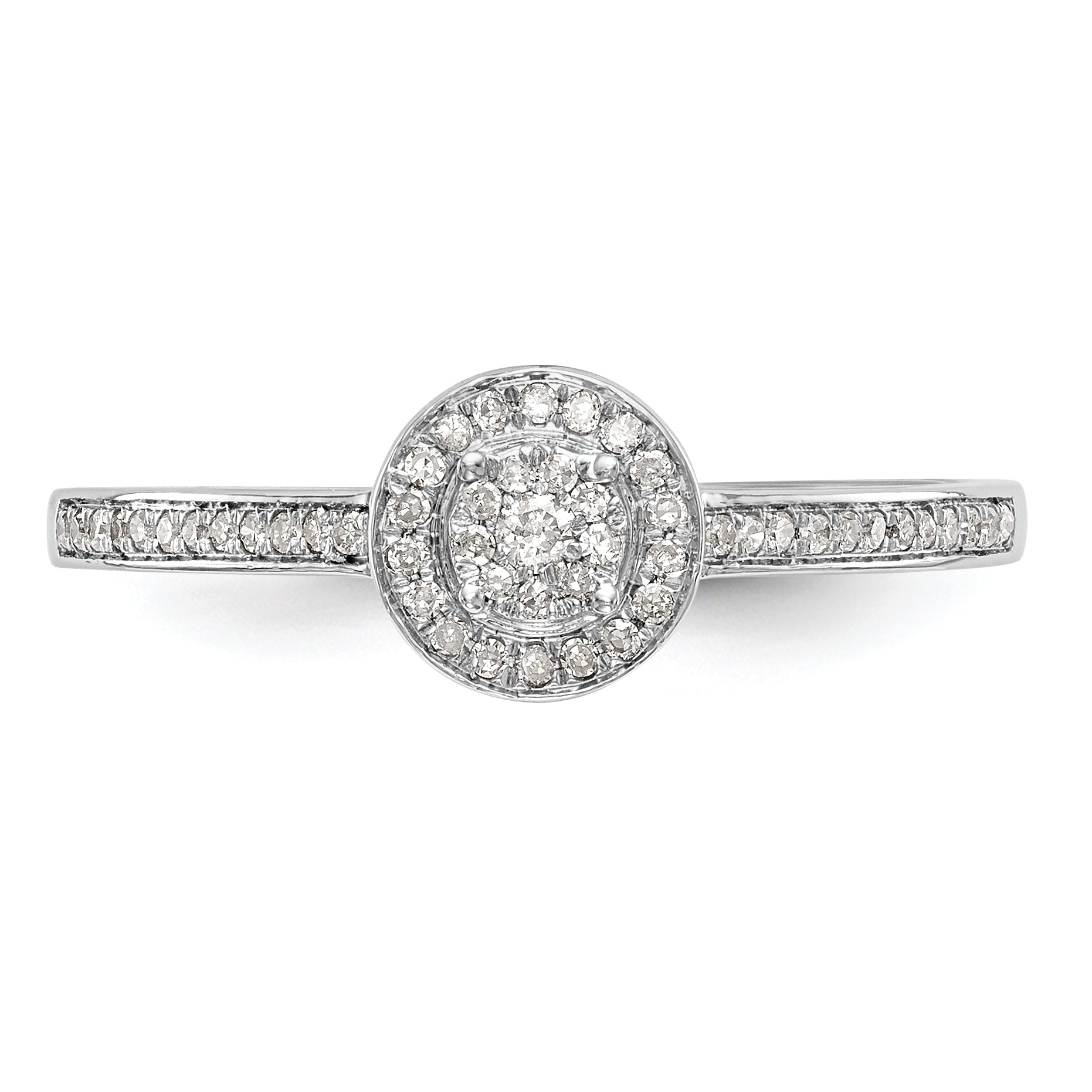 10K White Gold Halo Cluster 1/5 Carat Diamond Complete Engagement Ring