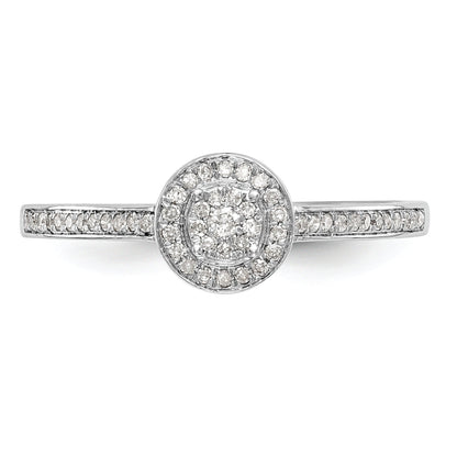 10K White Gold Halo Cluster 1/5 Carat Diamond Complete Engagement Ring