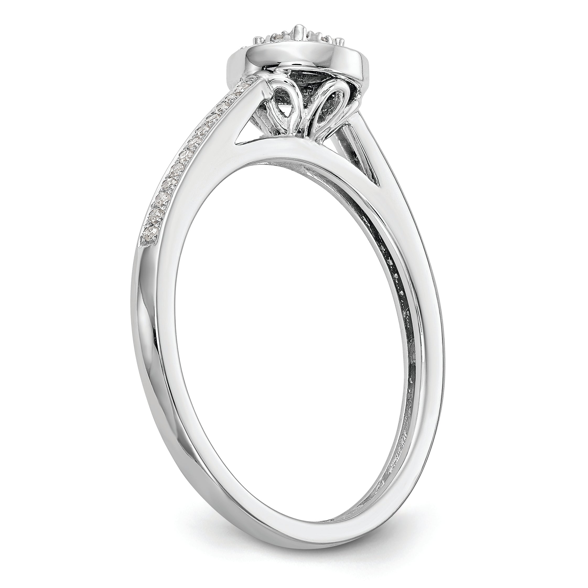 10K White Gold Halo Cluster 1/5 Carat Diamond Complete Engagement Ring