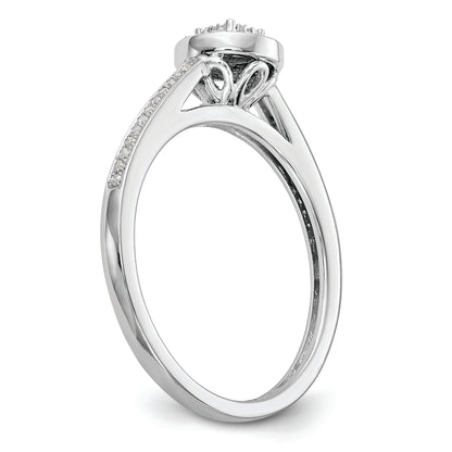 10K White Gold Halo Cluster 1/5 Carat Diamond Complete Engagement Ring