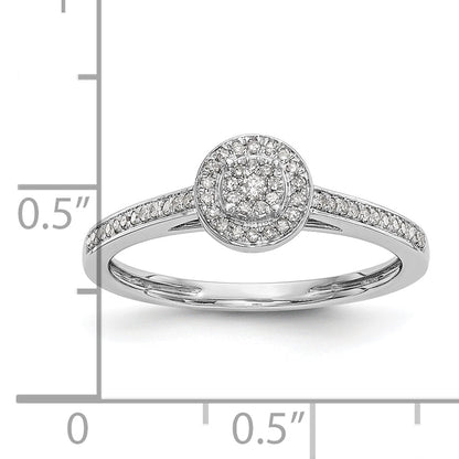 10K White Gold Halo Cluster 1/5 Carat Diamond Complete Engagement Ring