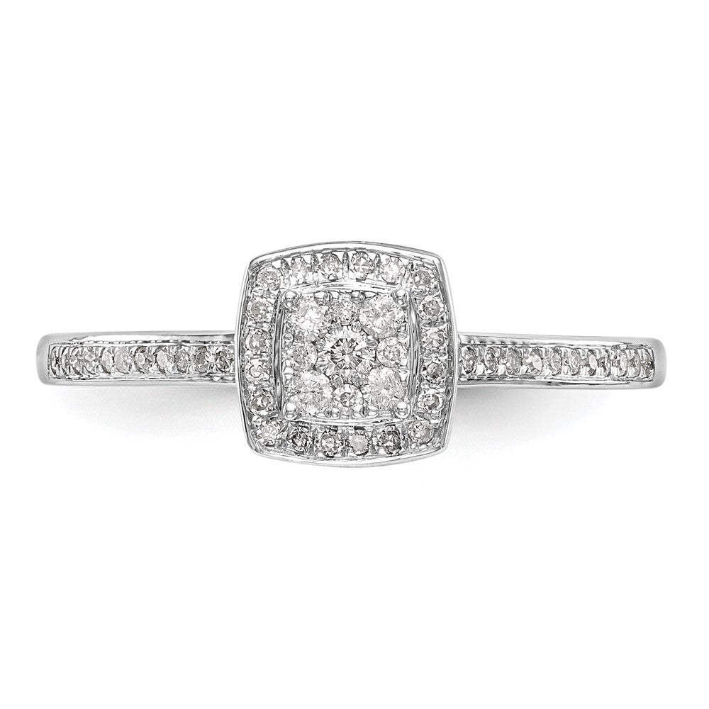 14k White Gold 1/5 Ct. Lab Grown Diamond VS/SI+ G+ Cluster Engagement Ring