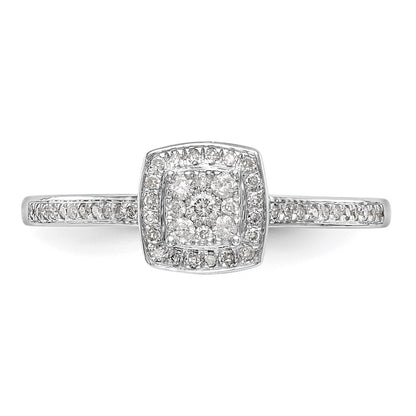 14k White Gold 1/5 Ct. Lab Grown Diamond VS/SI+ G+ Cluster Engagement Ring