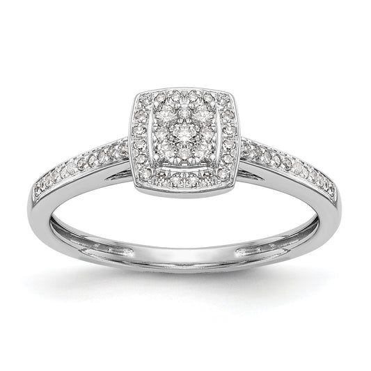 14k White Gold 1/5 Ct. Lab Grown Diamond VS/SI+ G+ Cluster Engagement Ring