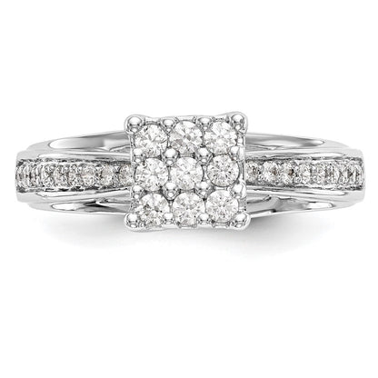 14K White Gold Complete Real Diamond Cluster Engagement Ring