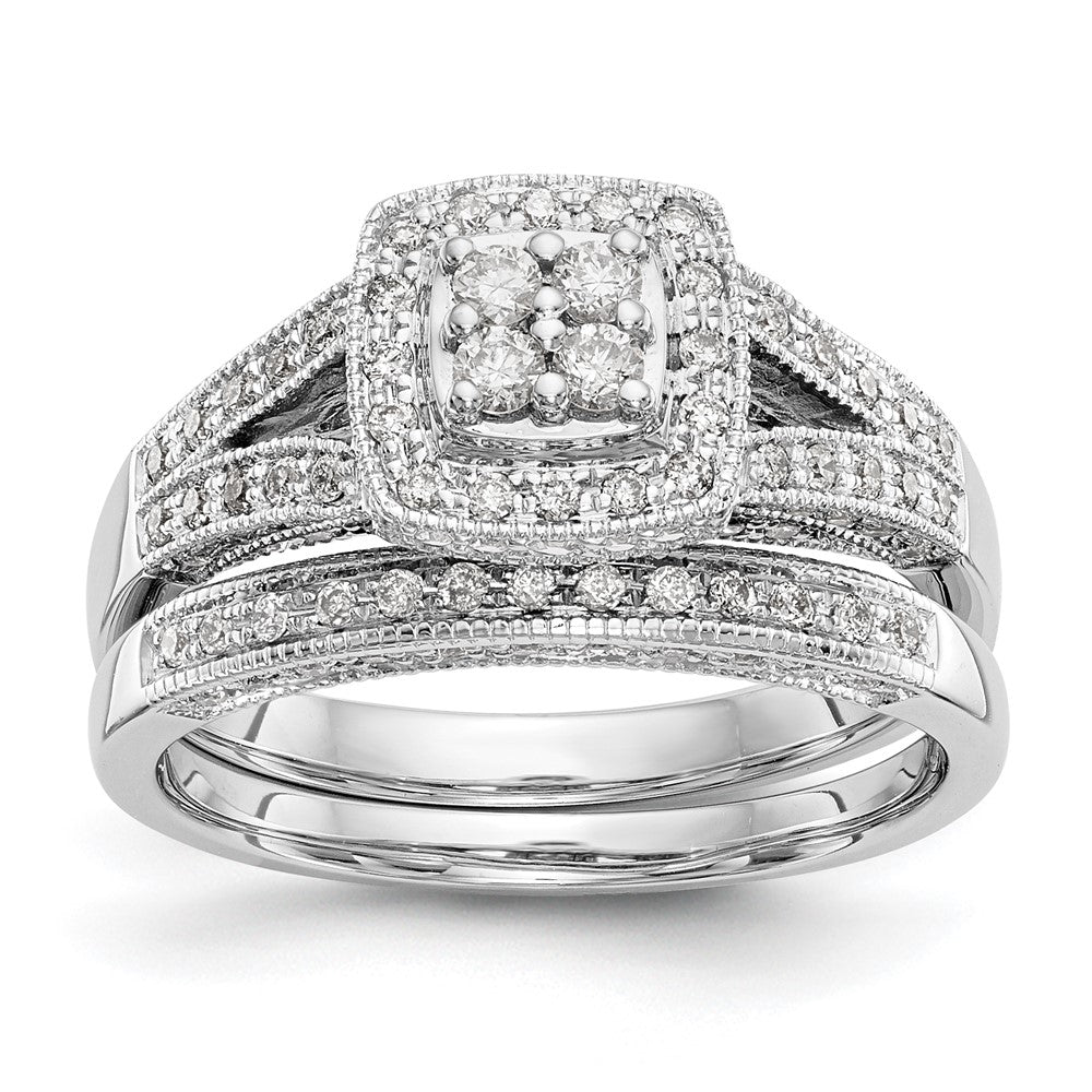 14k White Gold 1/2 Ct. Lab Grown Diamond VS/SI+ G+ Cluster Engagement Ring