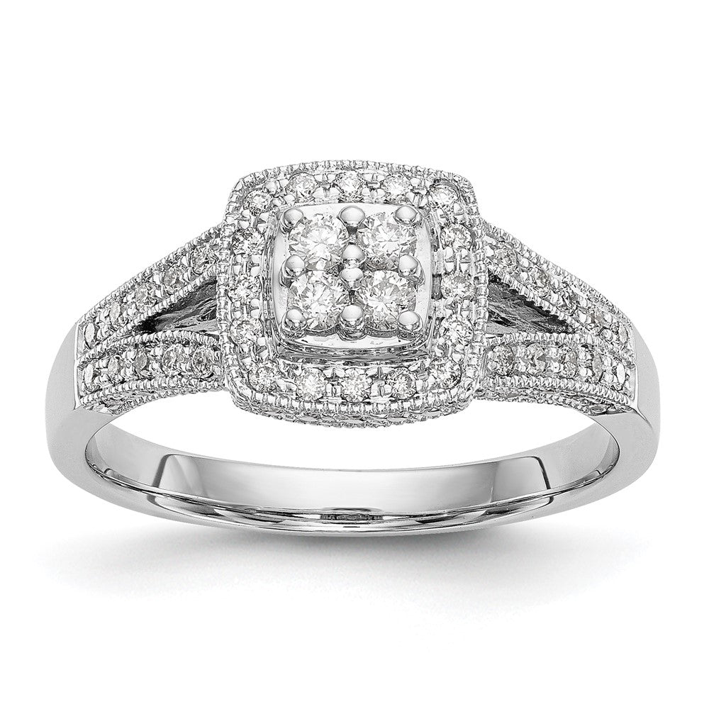 14k White Gold 1/2 Ct. Lab Grown Diamond VS/SI+ G+ Cluster Engagement Ring