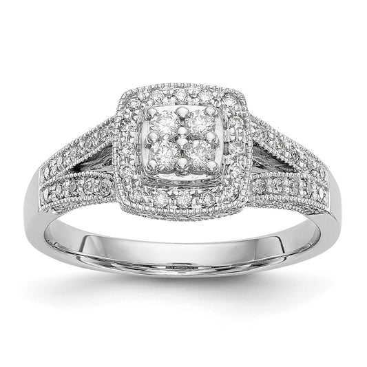 14k White Gold 1/2 Ct. Lab Grown Diamond VS/SI+ G+ Cluster Engagement Ring