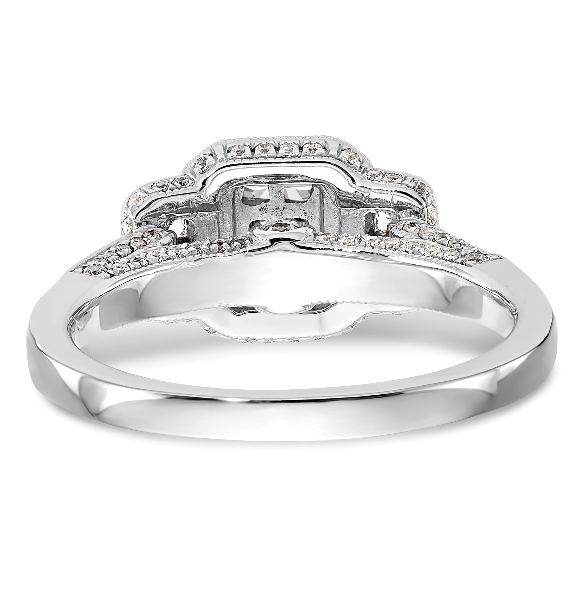 14K White Gold Complete Diamond Cluster Engagement Ring