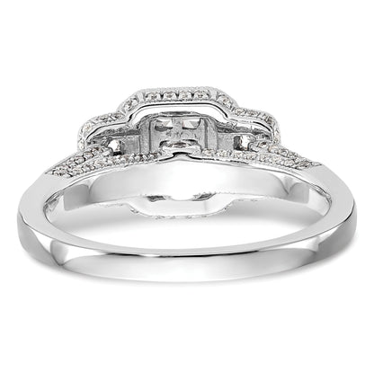 14K White Gold Complete Diamond Cluster Engagement Ring