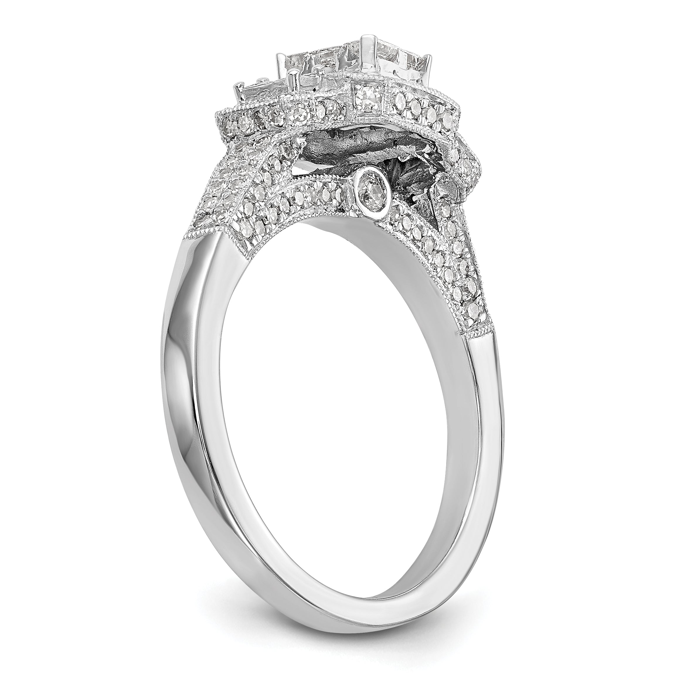 14K White Gold Complete Diamond Cluster Engagement Ring