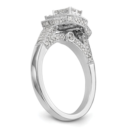 14K White Gold Complete Diamond Cluster Engagement Ring